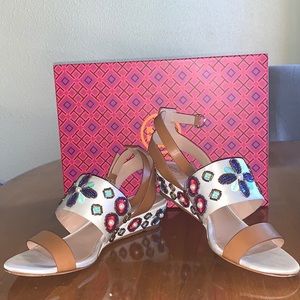 Tory Burch White/Multi Color Estella 35MM Wedge